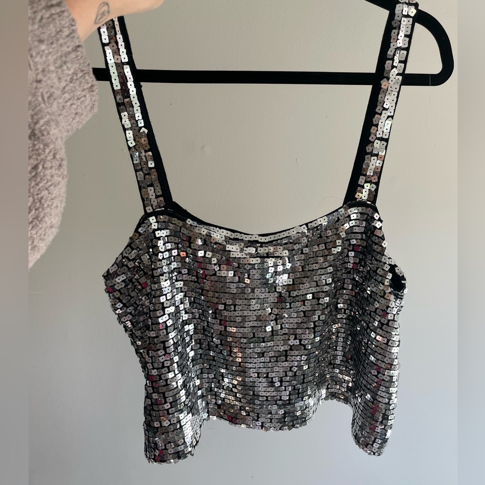 Silver Sequin Kayla Crop Top